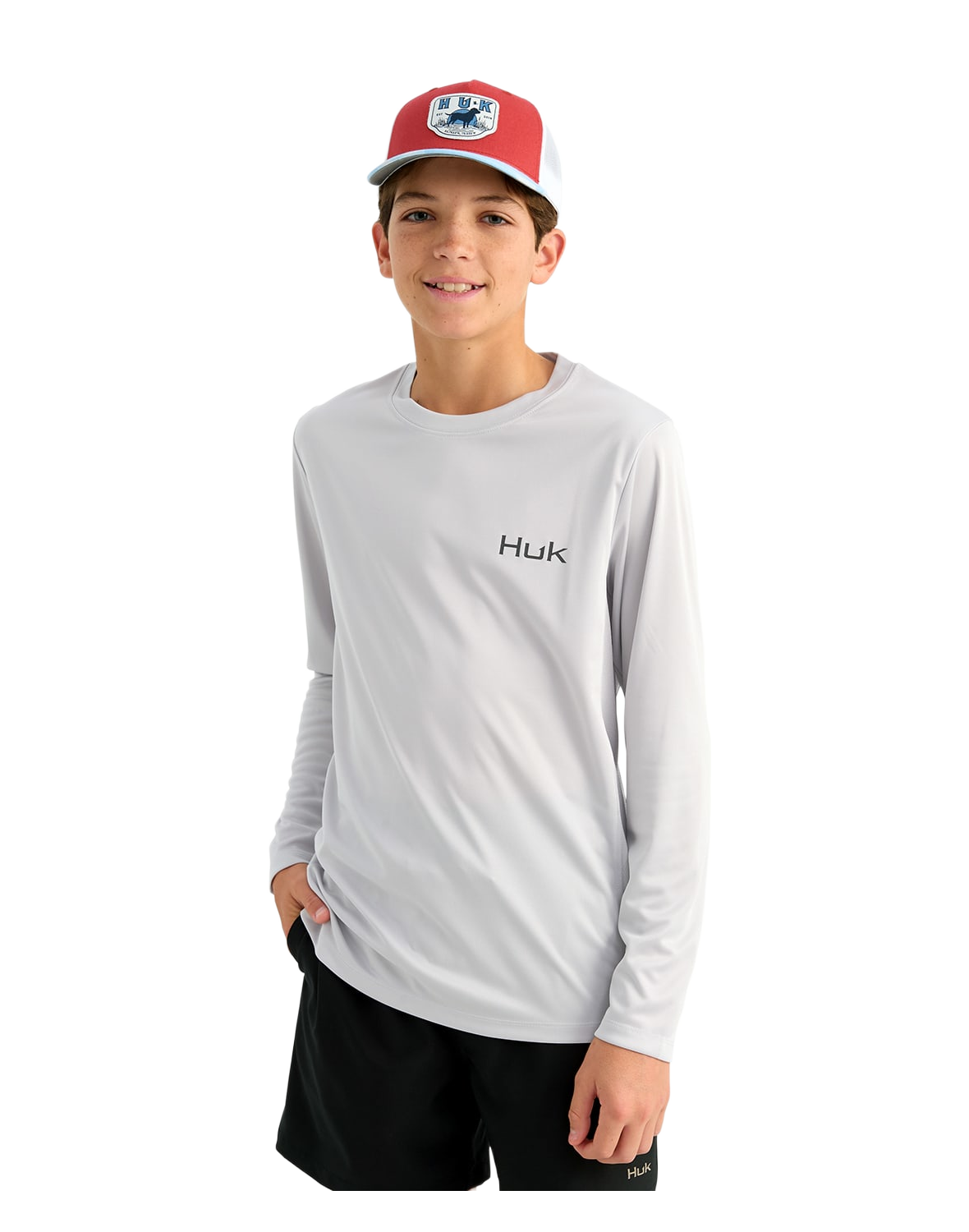 Image of Huk Pursuit KC Graphic Long-Sleeve Crew for Kids - Seagull