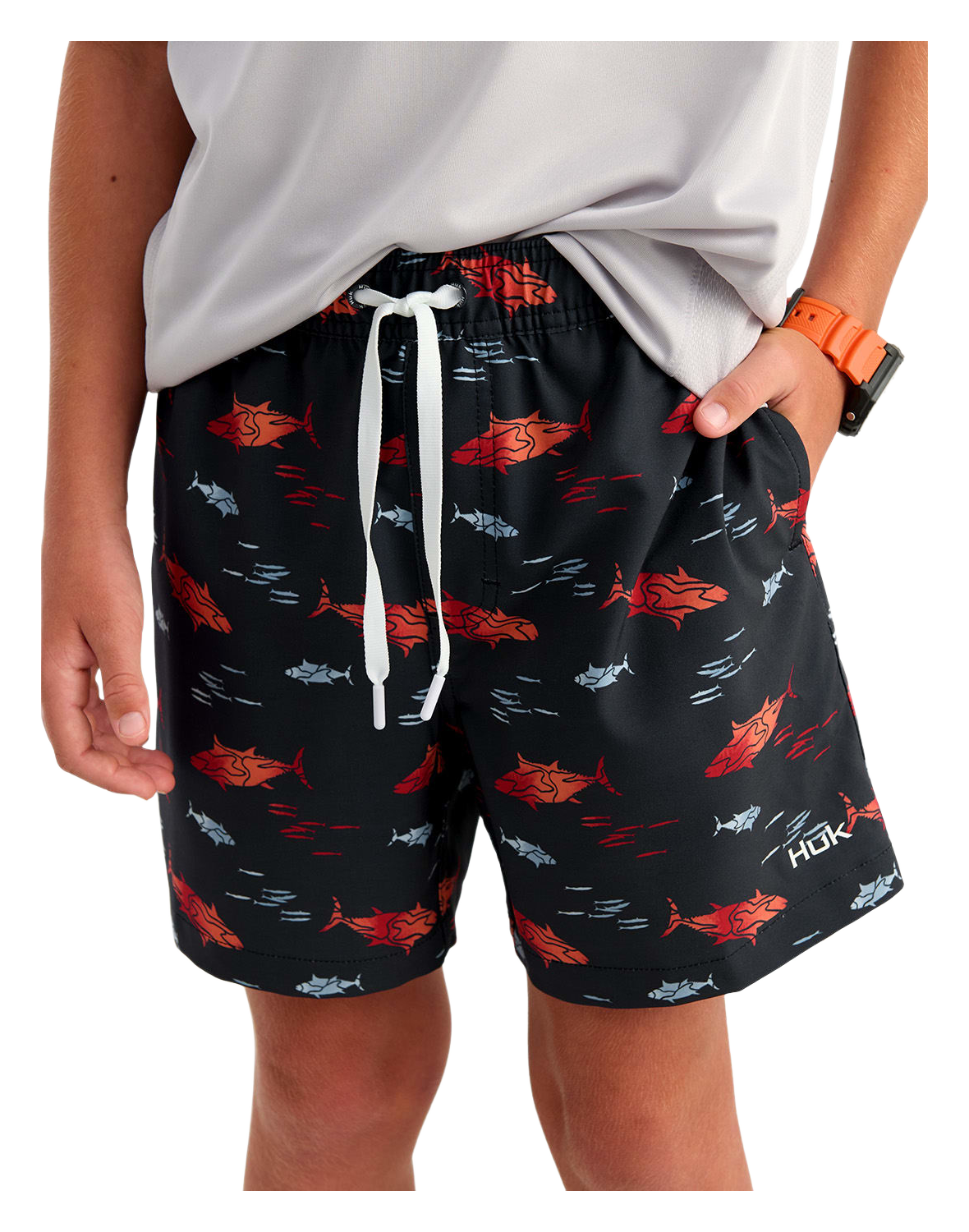 Image of Huk Pursuit Volley Swim Shorts for Kids - Sea Storm