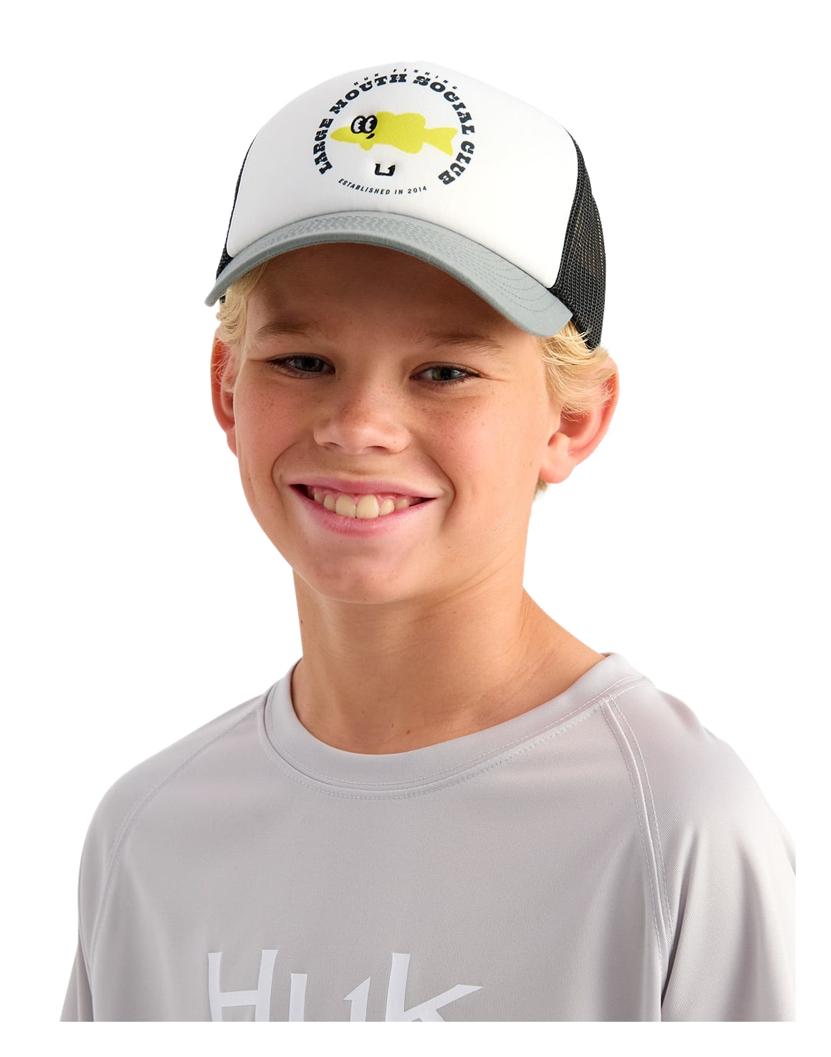 Image of Huk Foam Snapback Trucker Cap for Kids - Sharkskin