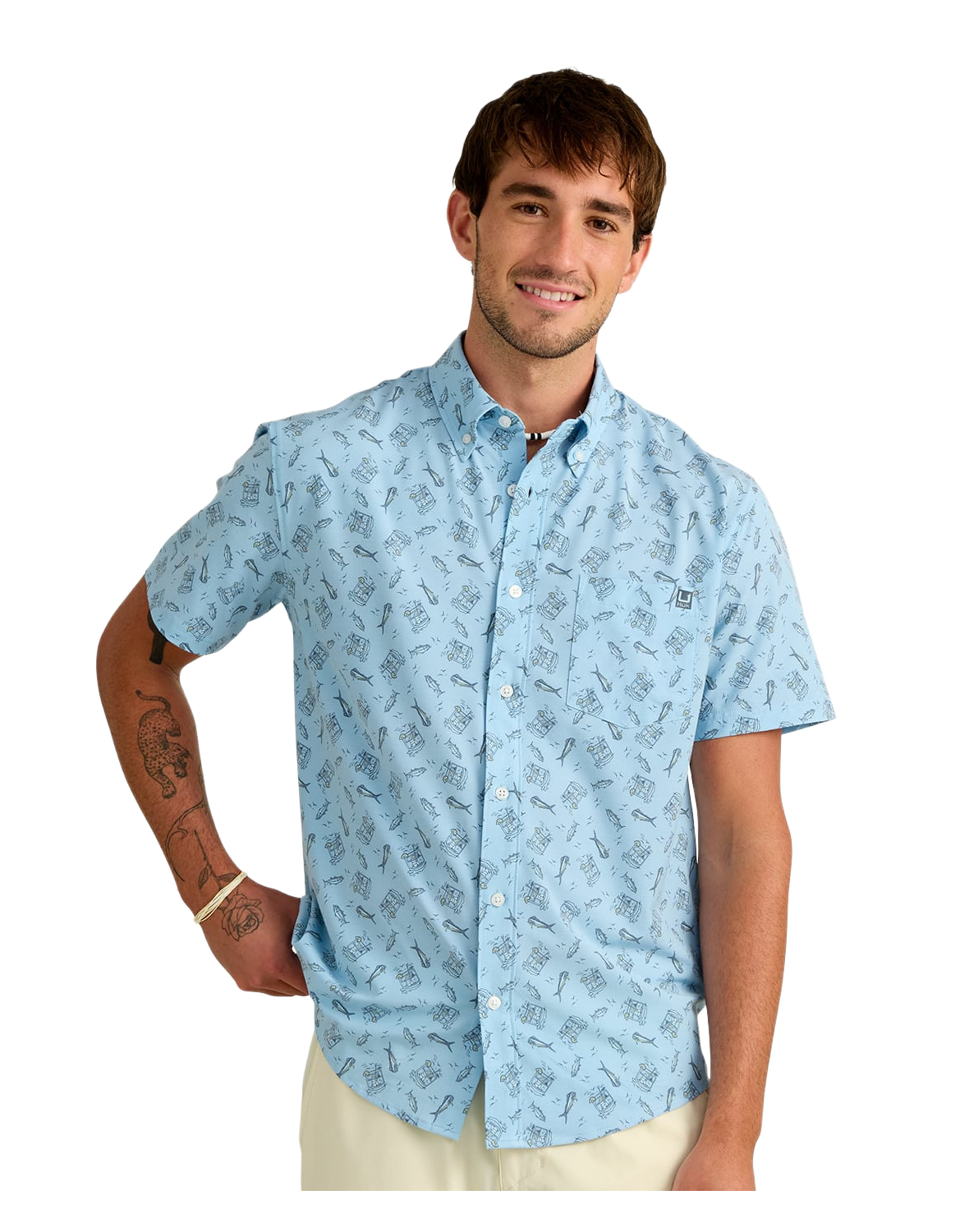Image of Huk Kona Short-Sleeve Button-Down Shirt - Shipyard