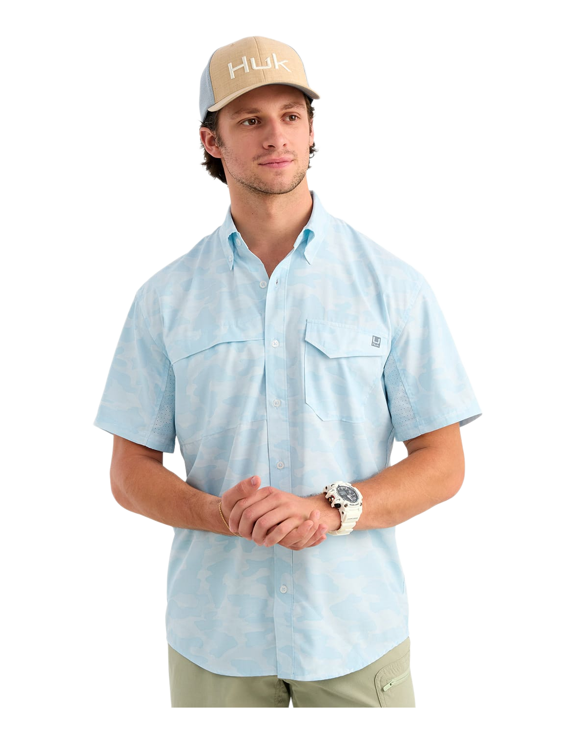 Huk Tide Point Printed Short-Sleeve Shirt for Men - Coastal Drift
