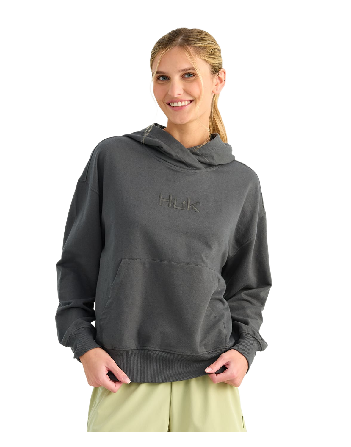 Image of Huk Edisto Logo Terry Hoodie - Dark Shadow