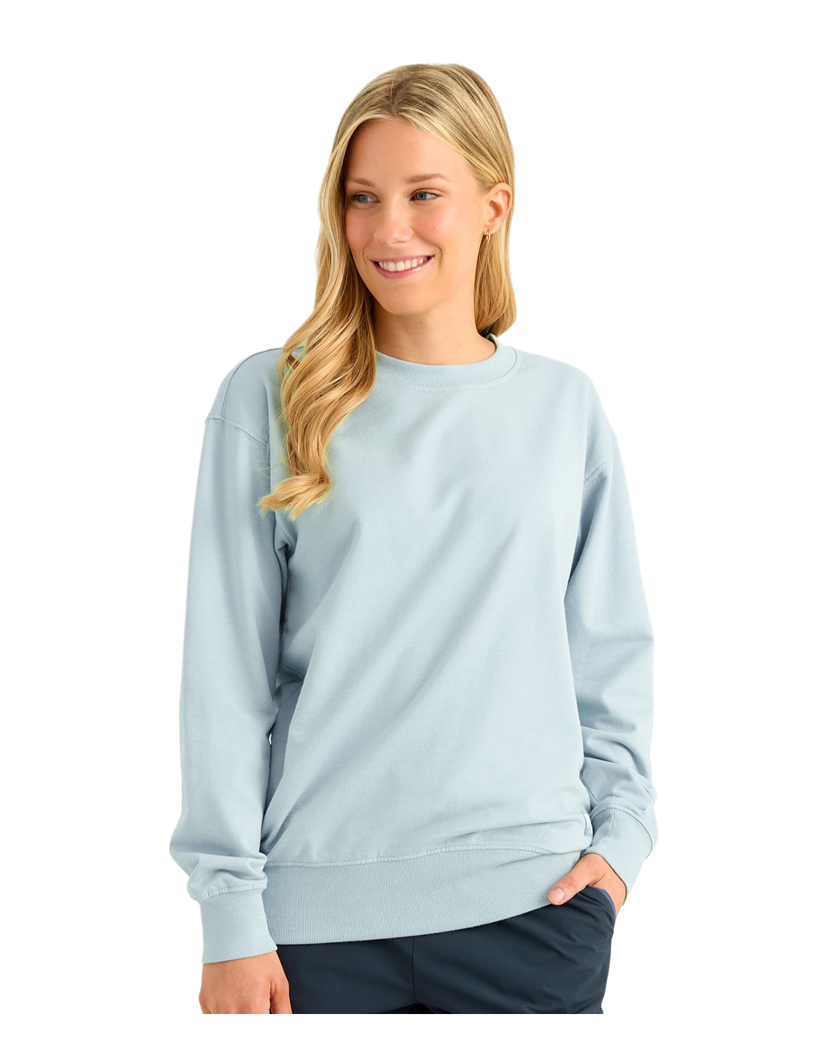 Image of Huk Edisto Heritage Terry Crew Sweatshirt - Heron Blue