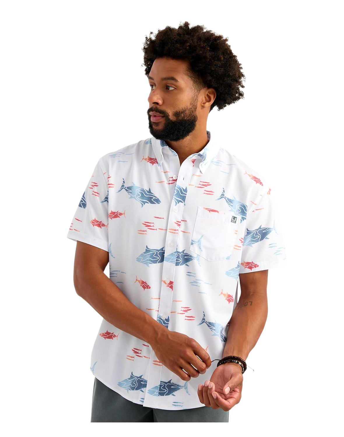 Image of Huk Kona Short-Sleeve Button-Down Shirt - White 8