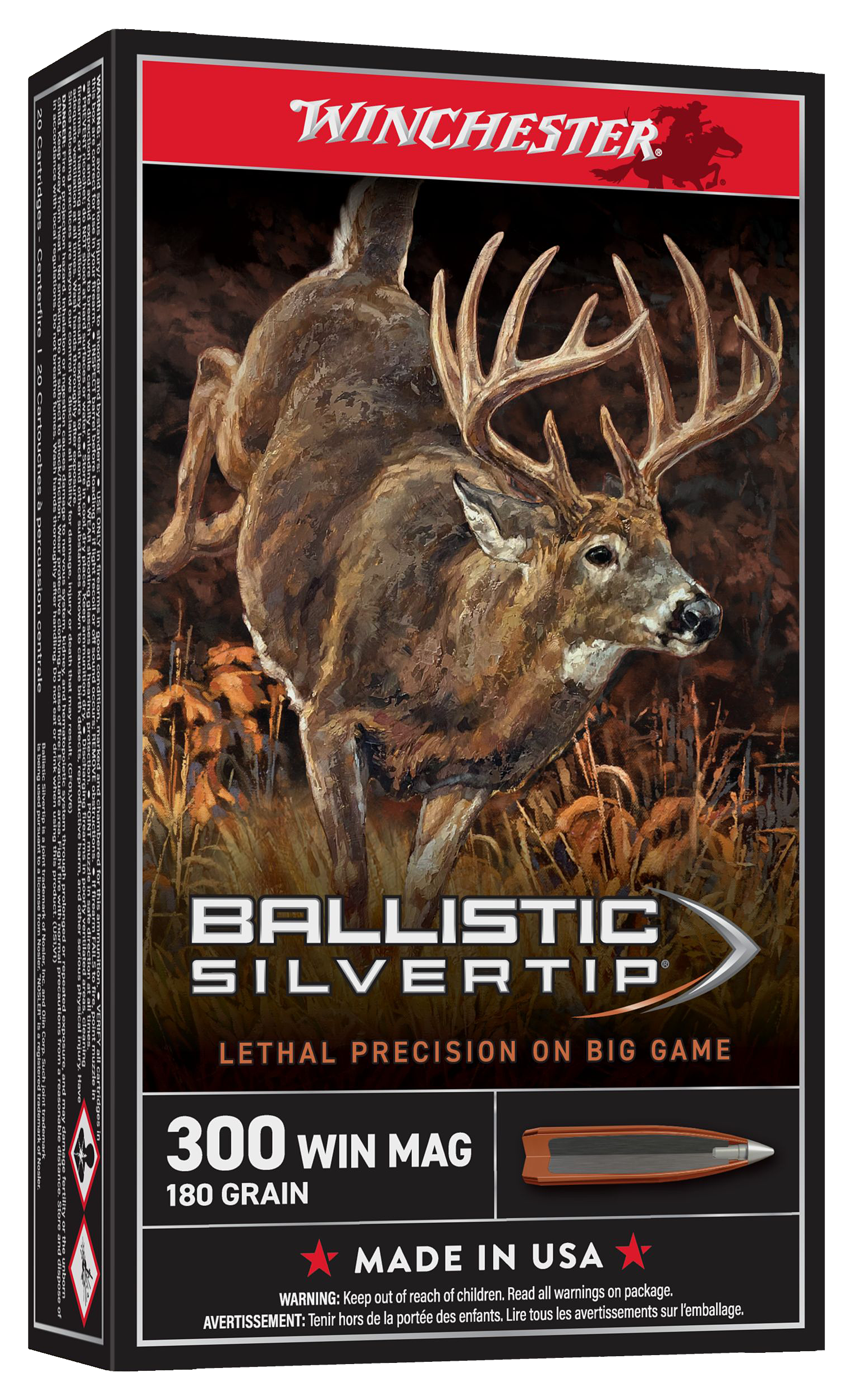 Image of Winchester Ballistic Silvertip .300 Winchester Magnum 180 Grain Centerfire Rifle Ammo