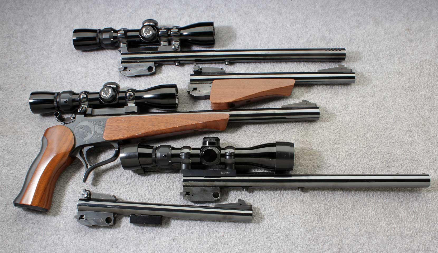 Thompson Center ~ Contender G1 with 5 barrels ~ 7-30 Waters/.444 Marlin/.357 Rem. Max./7mm T-CU/.223 Rem. - Thompson Center Arms