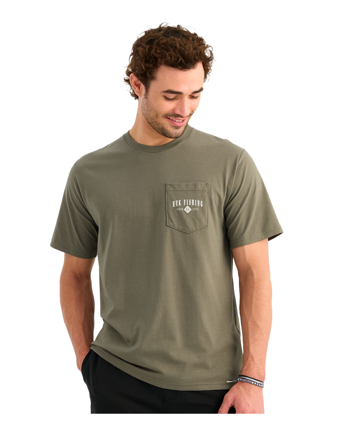 Image of Huk Diamond Short-Sleeve Pocket T-Shirt - Moss
