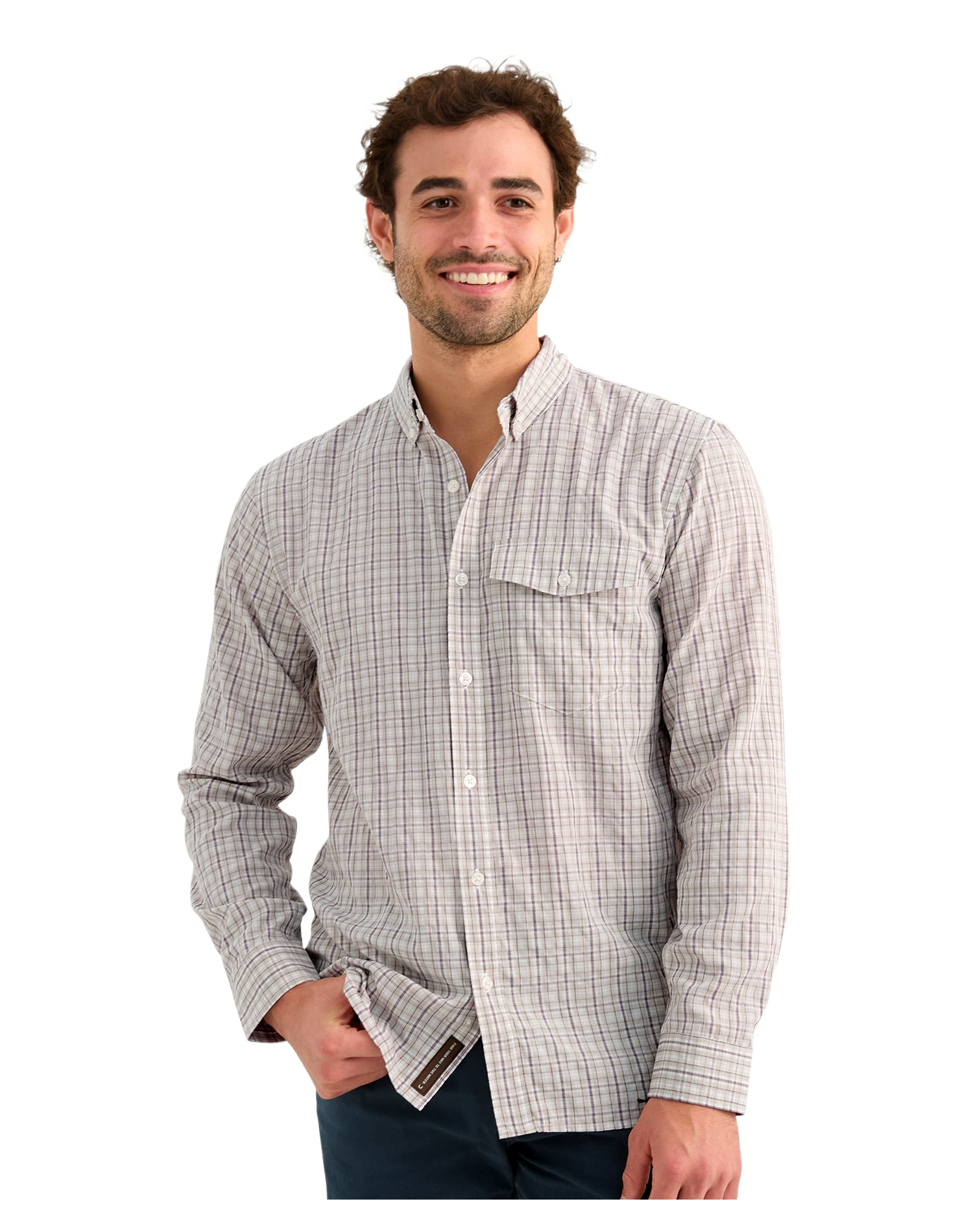 Huk Chatham Plaid Long Sleeve Shirt - Seawall Stone