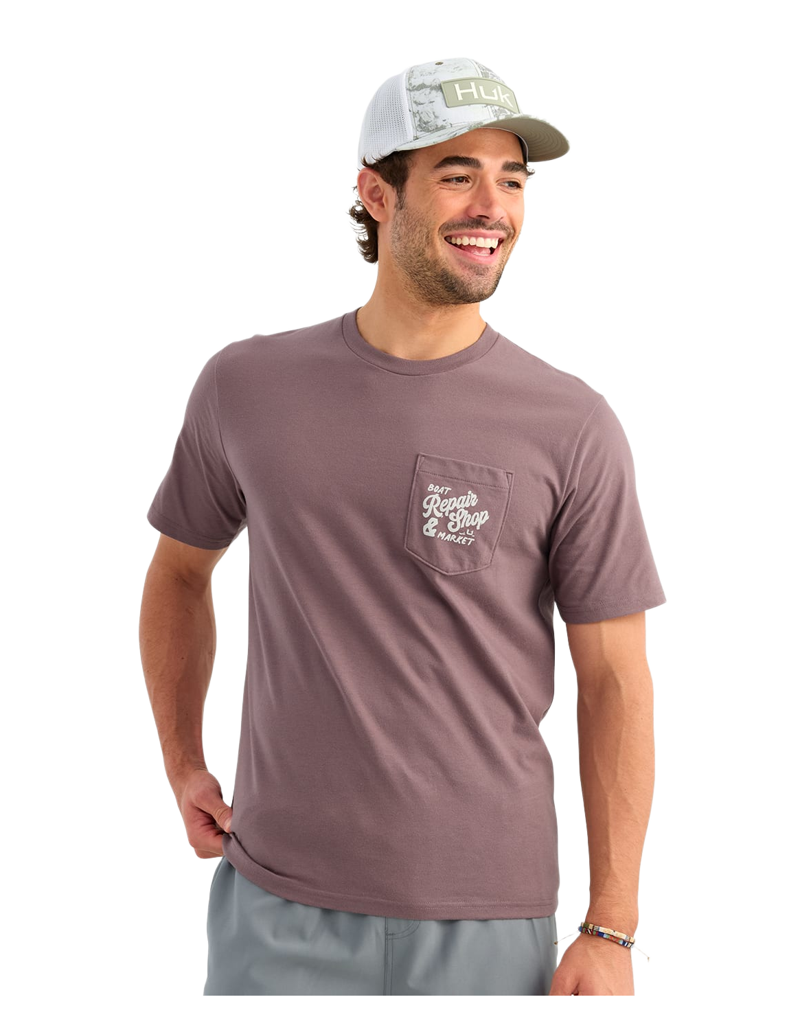Huk Low Tide Short-Sleeve Pocket T-Shirt - Salt Plum