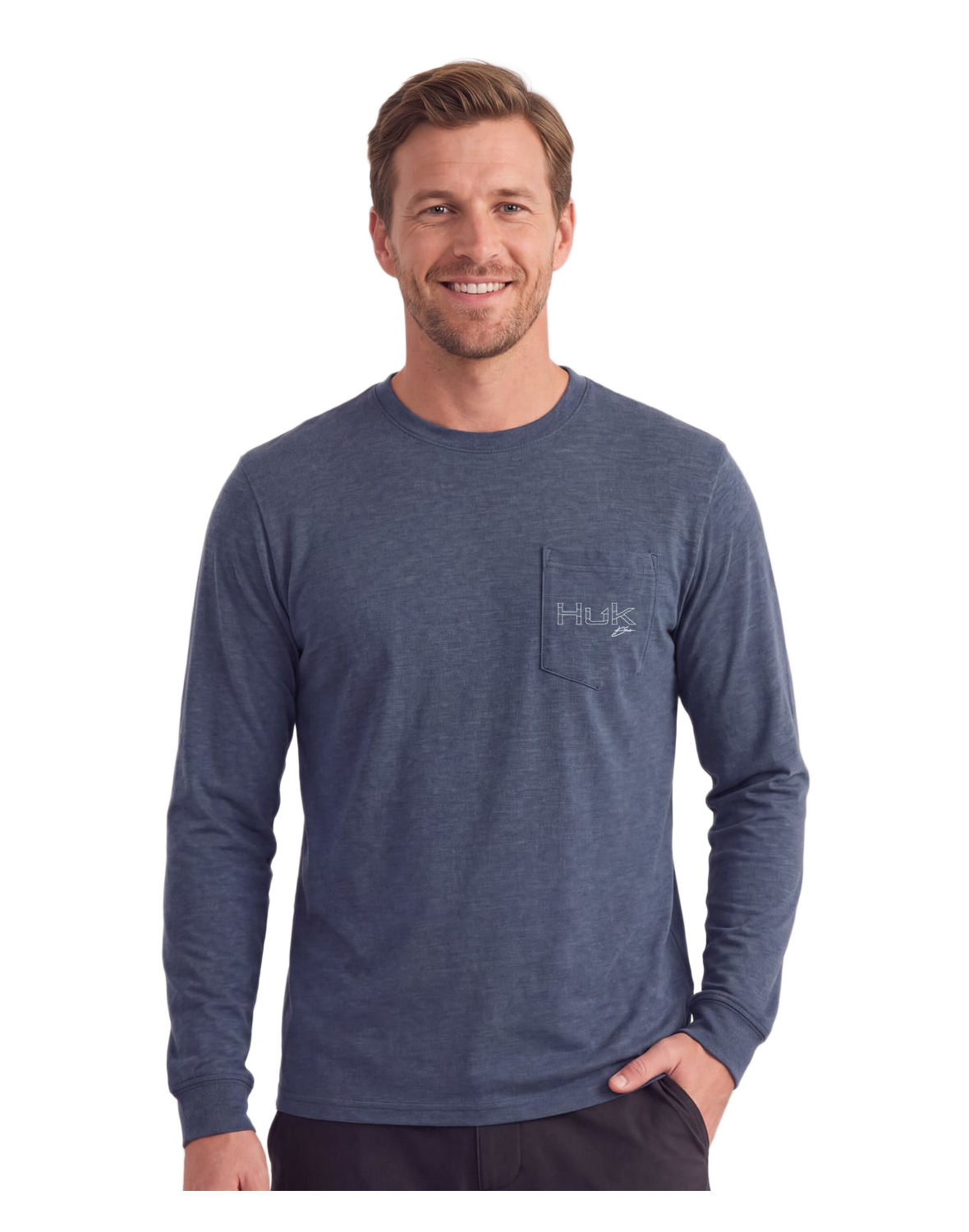 Huk Huk KC Lures Long Sleeve Pocket T-Shirt - Sea Storm Heather - $35.00 at Bass Pro Shops