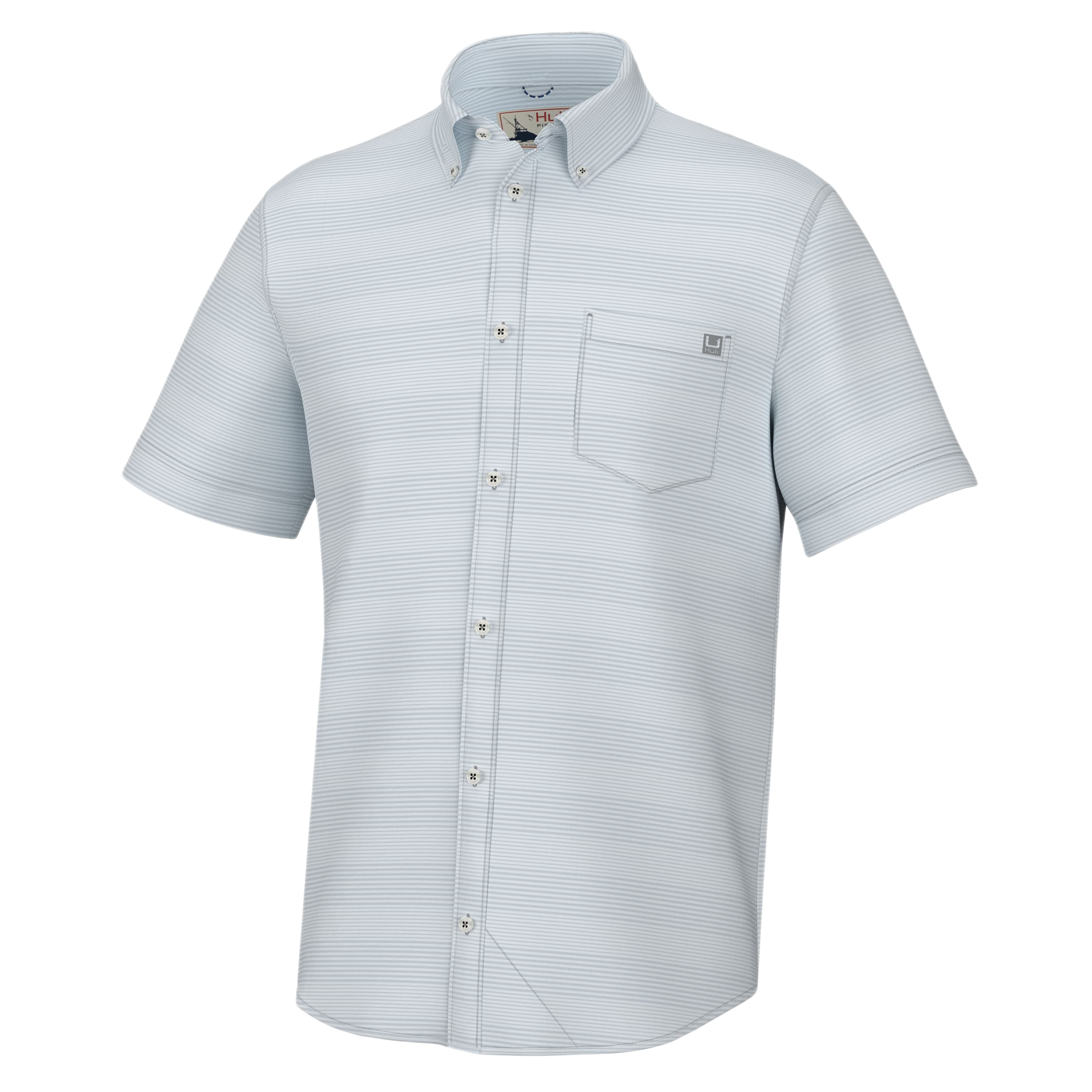 HUK Kona Button-Down - Cross Dye Stripe White XXL