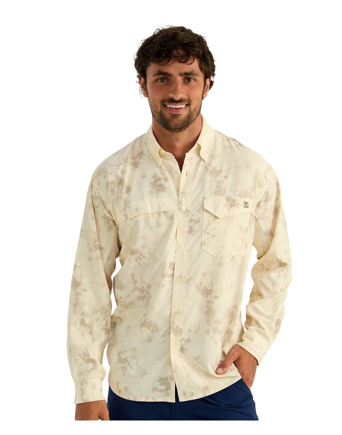 HUK KC Print Tide Point Button-Down - Egret Tideloom Camo XXL