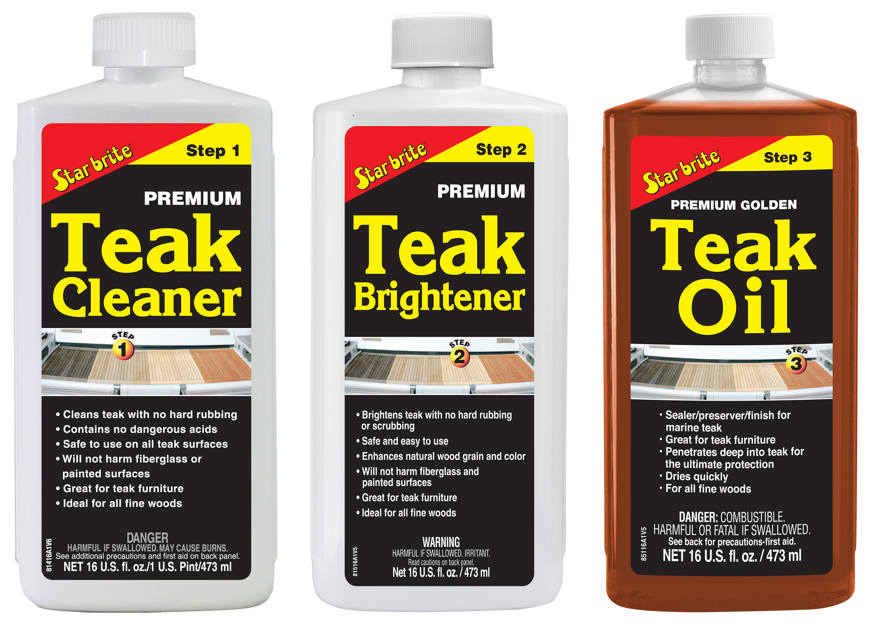 Star Brite Premium Teak Cleaner - 16 Oz Wood Cleaner For Outdoor Furniture, Boat Decks & Fine Woods