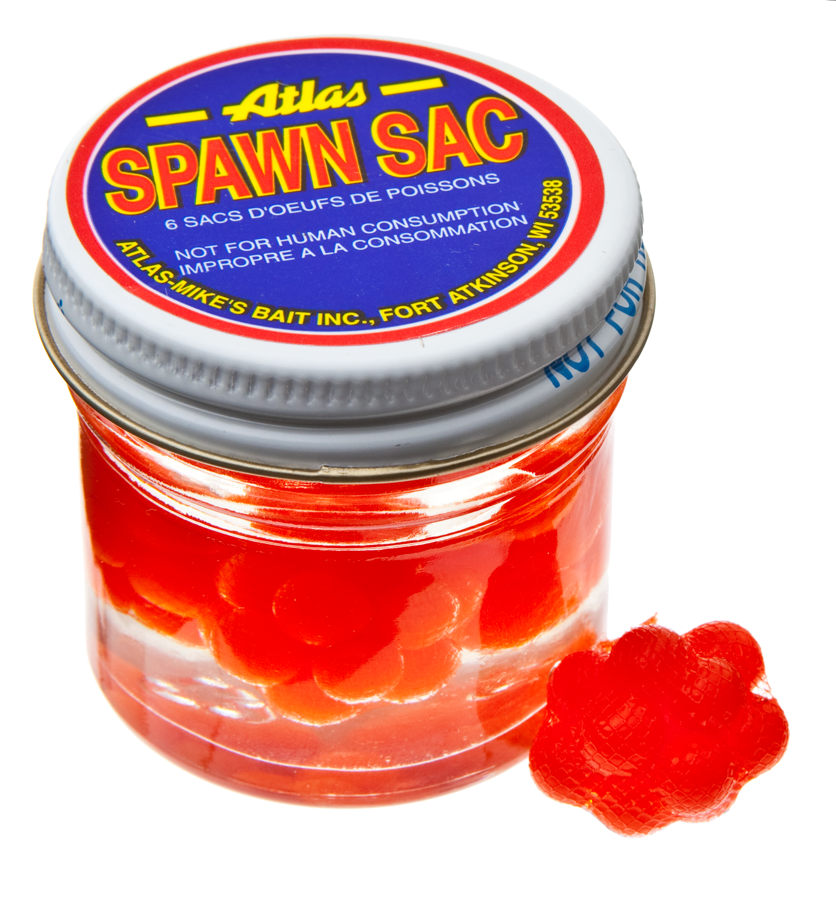  Atlas Mike's Spawn Sac Salmon Eggs 1 Jar of 6 Sacs