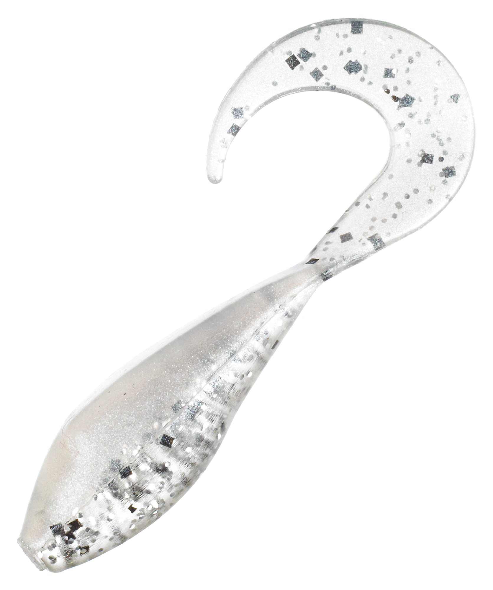 Bass Assassin Curly Shad - 2″ - Salt n' Pepper Silver Phantom