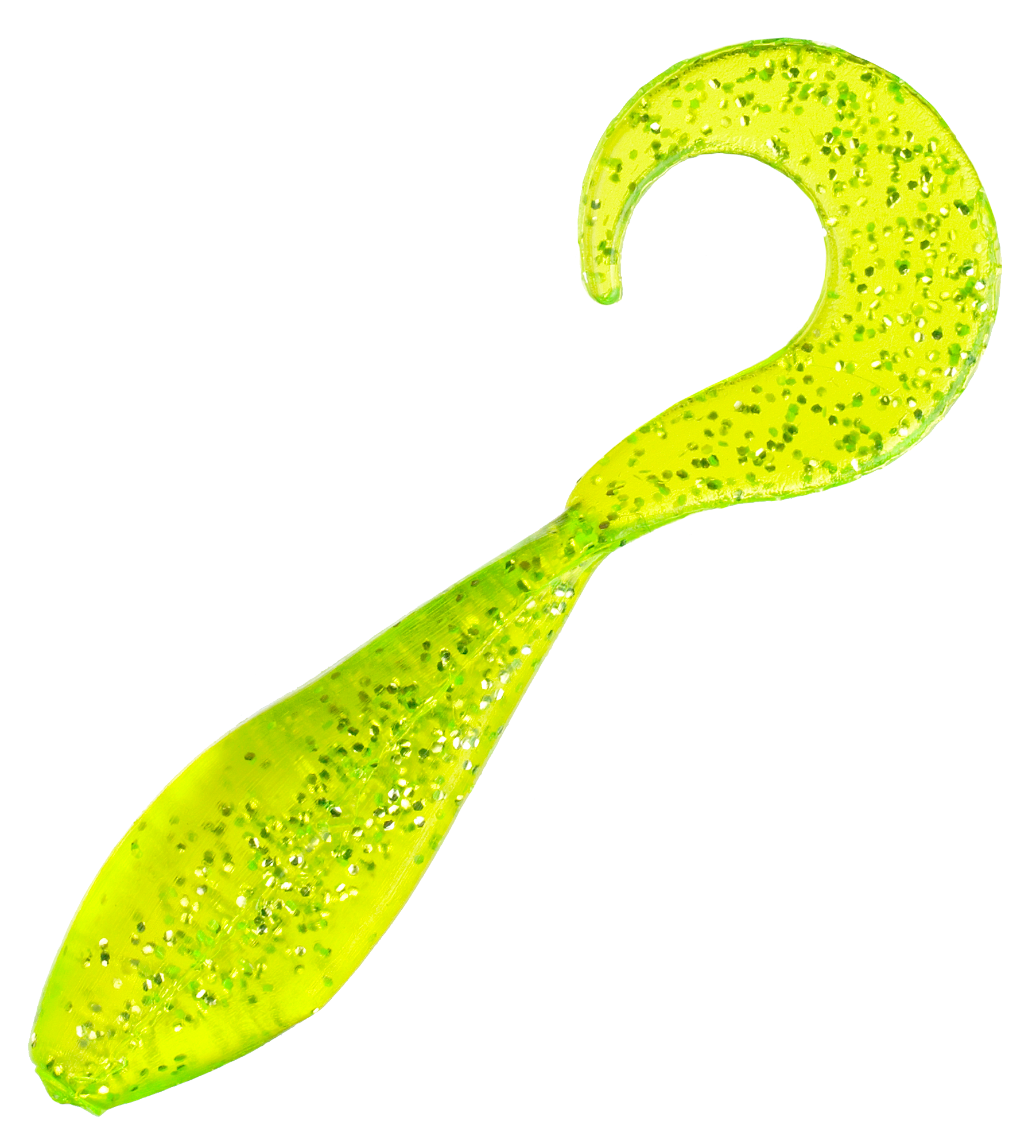 Bass Assassin Curly Shad - 2″ - Chartreuse Silver Glitter