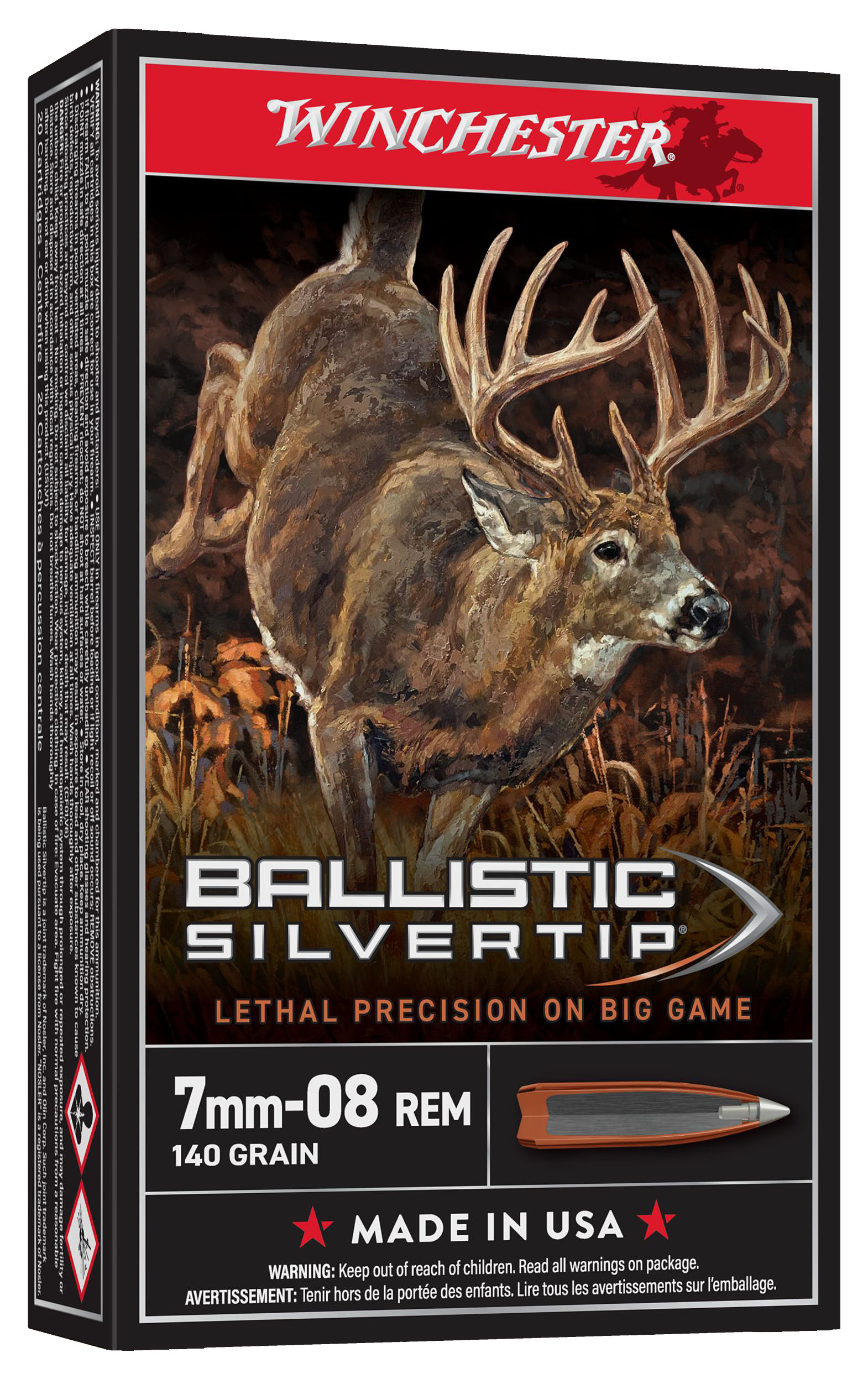 Image of Winchester Ballistic Silvertip 7mm-08 Remington 140 Grain Centerfire Rifle Ammo