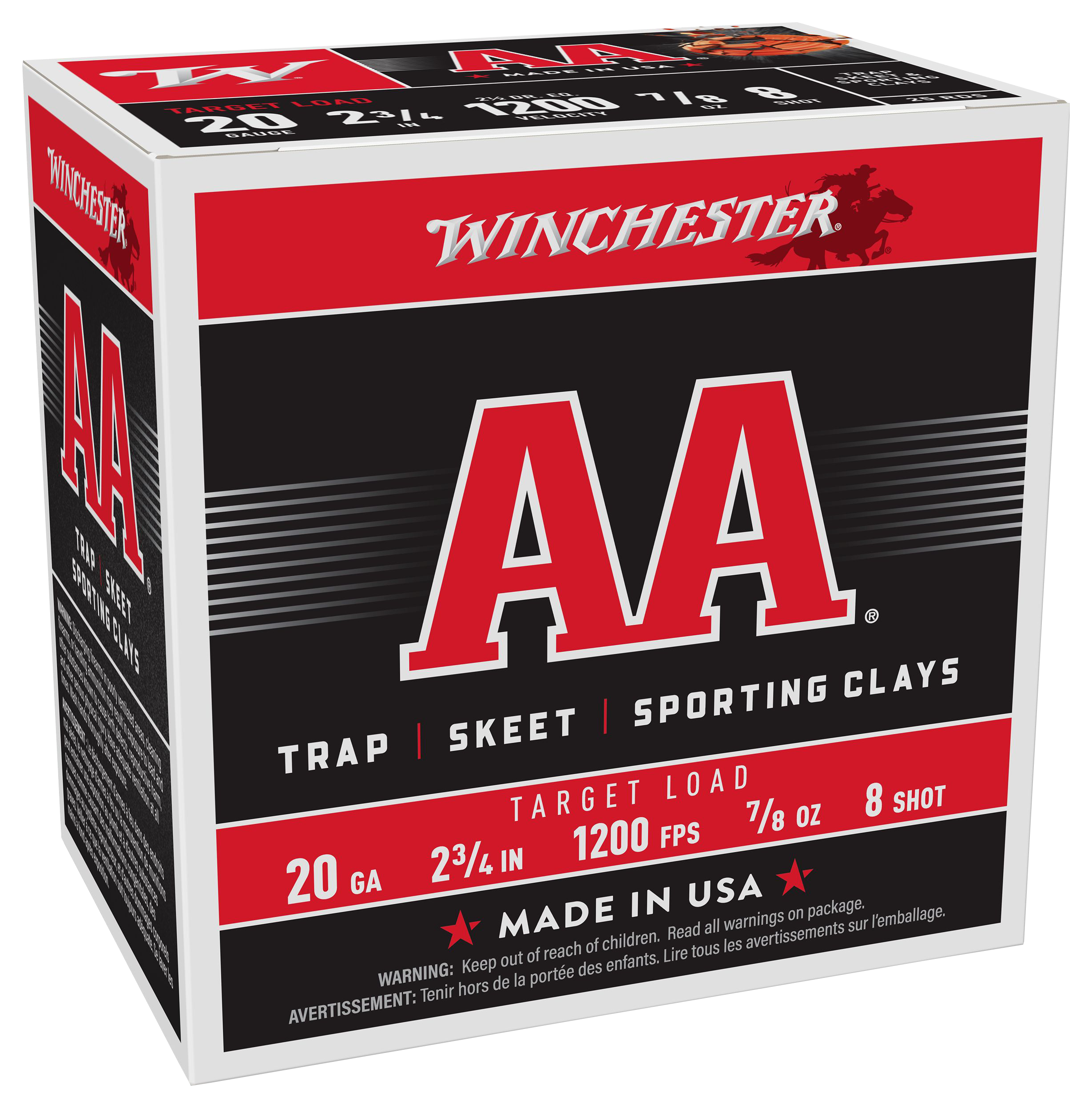 Winchester AA Target Loads Shotshells - 20 Gauge - 7/8 oz. - 8 Shot - 25 rounds