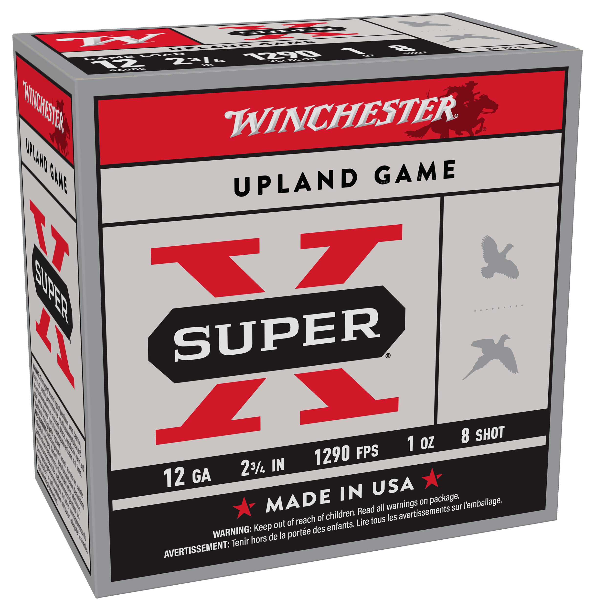 Winchester Super-X Game Load Shotshells - 12 Gauge - #8 Shot - 2.75" - 25 Rounds - 1290 fps