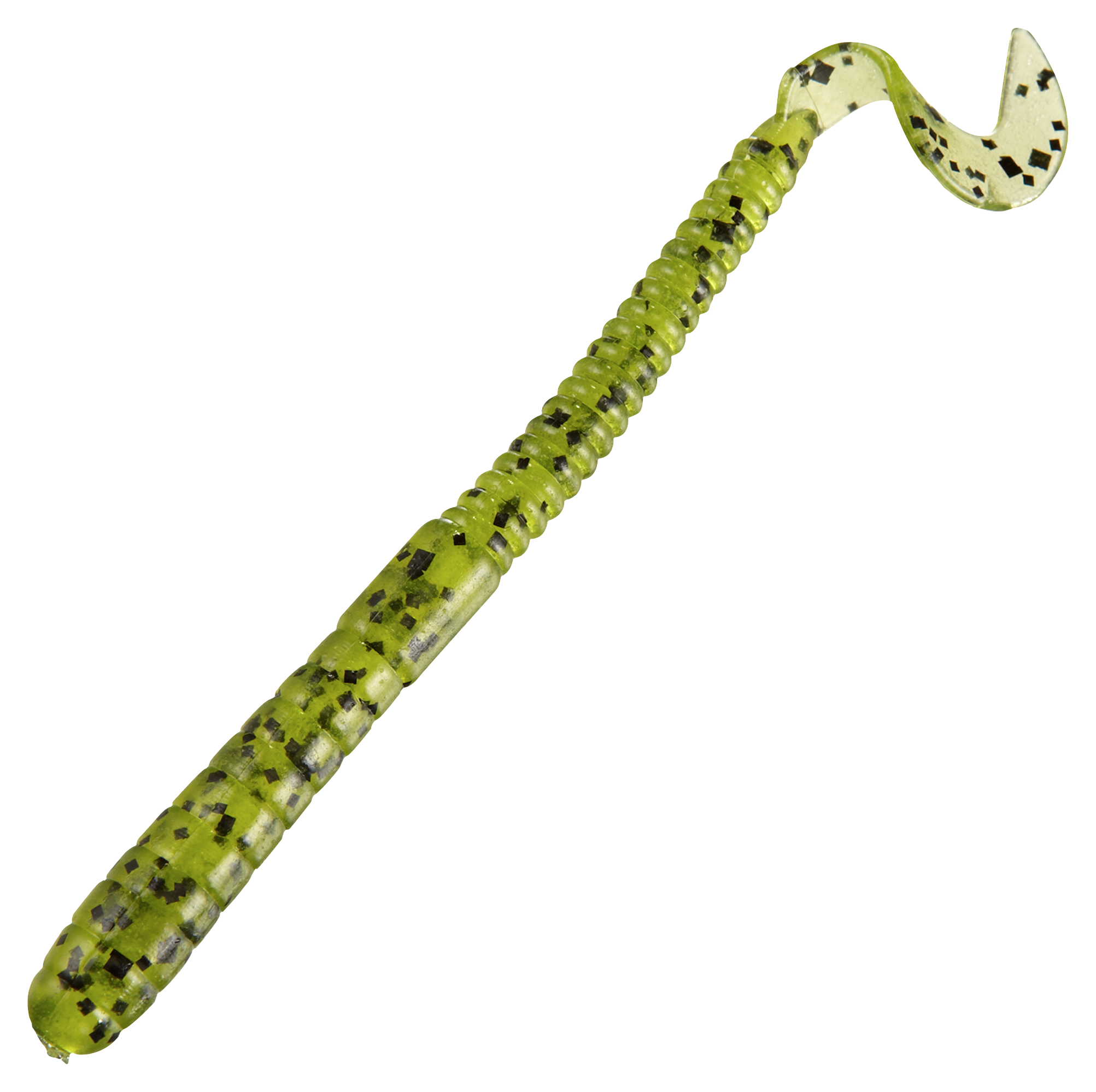 Bass Pro Shops Tournament Series 4 Squirmin' Worm - Green Pumpkin Chartreuse Tail