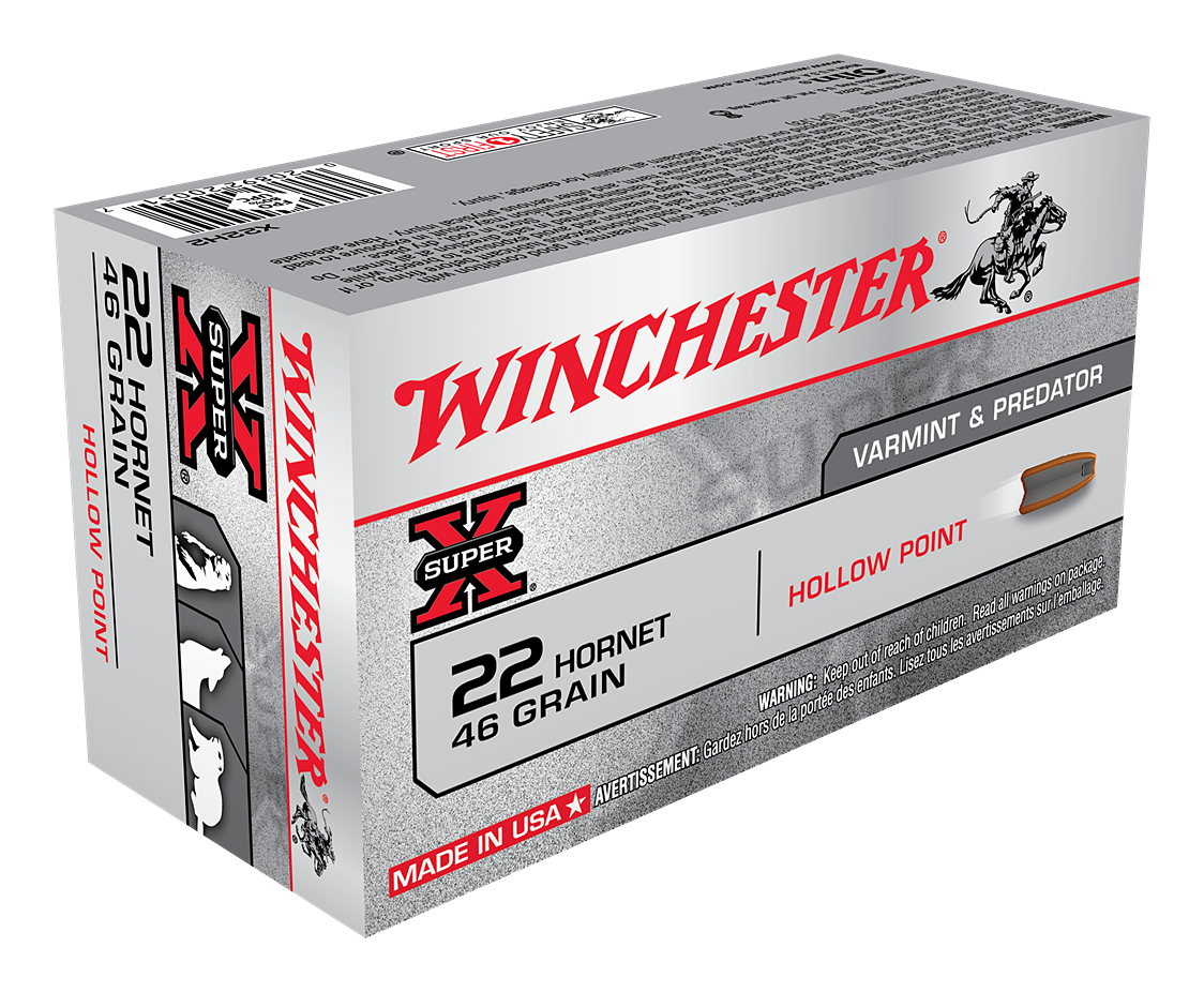 Image of Winchester Super-X .22 Hornet 46 Grain Hollow Point Rifle Ammo