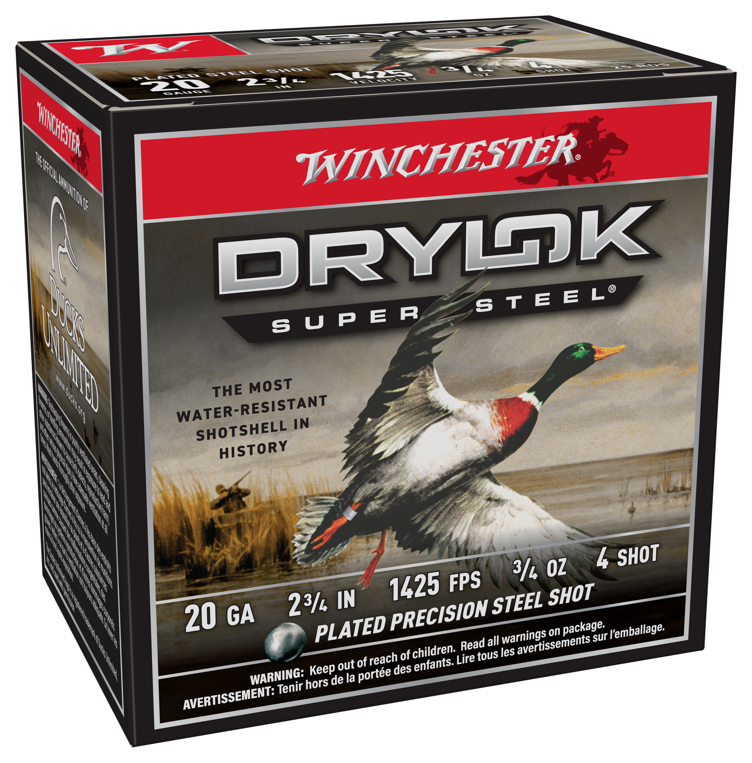 Winchester Drylok Super Steel Magnum 20-Ga. 2-3/4" 3/4 oz. Shotshells - #4 - 25 Rounds - Winchester