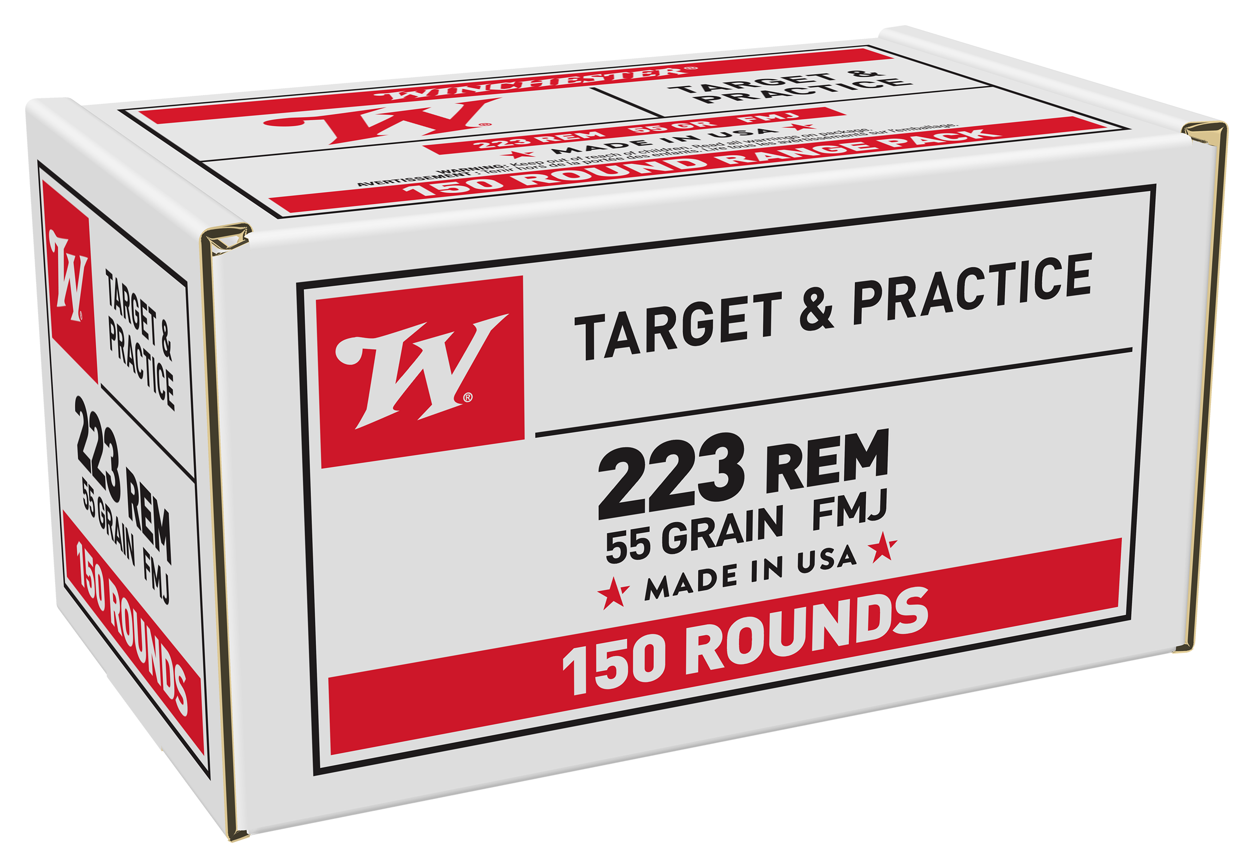 Image of Winchester USA Target .223 Remington 55 Grain FMJ Centerfire Rifle Ammo - 20 Rounds