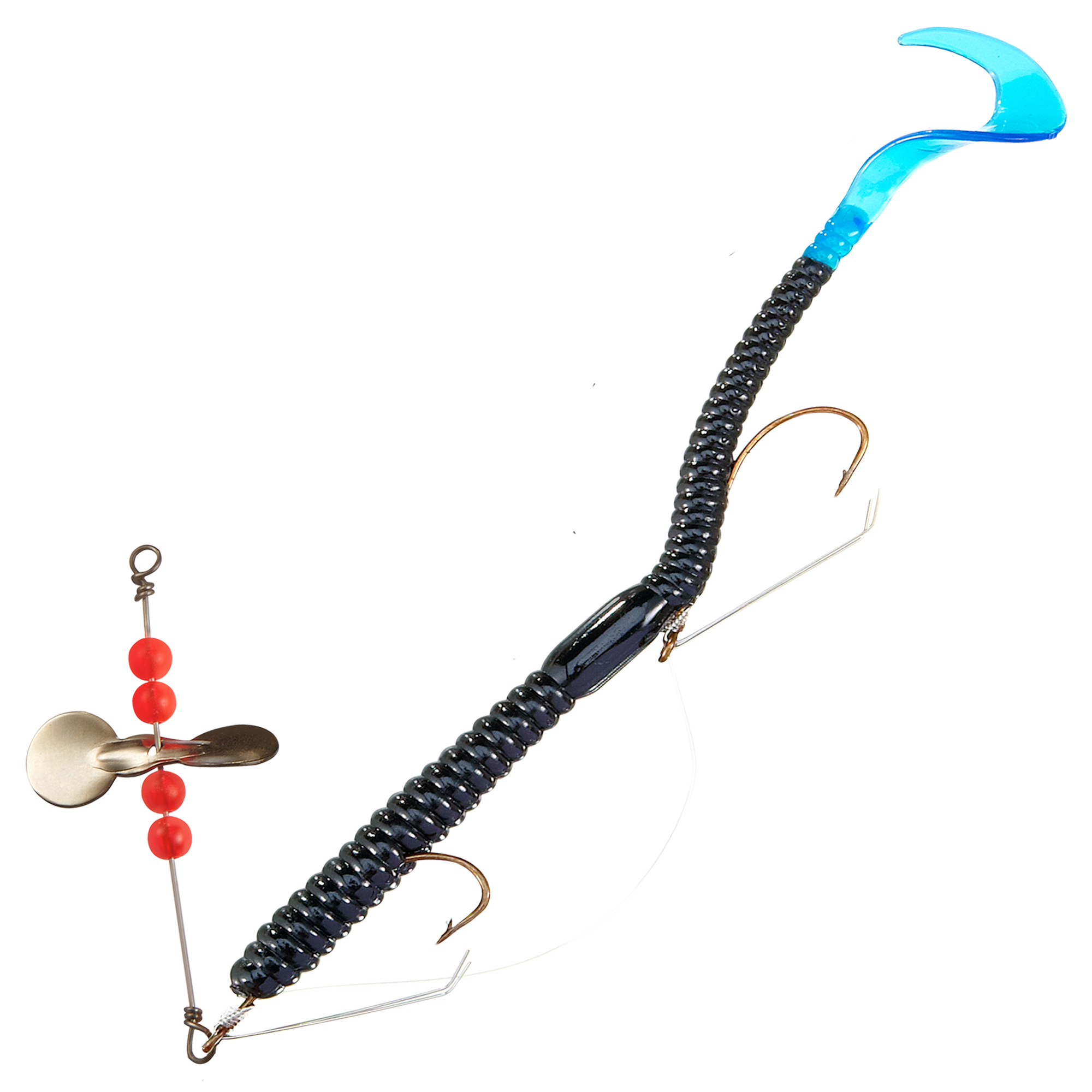 Creme Rigged Worm - Black/Blue Tail
