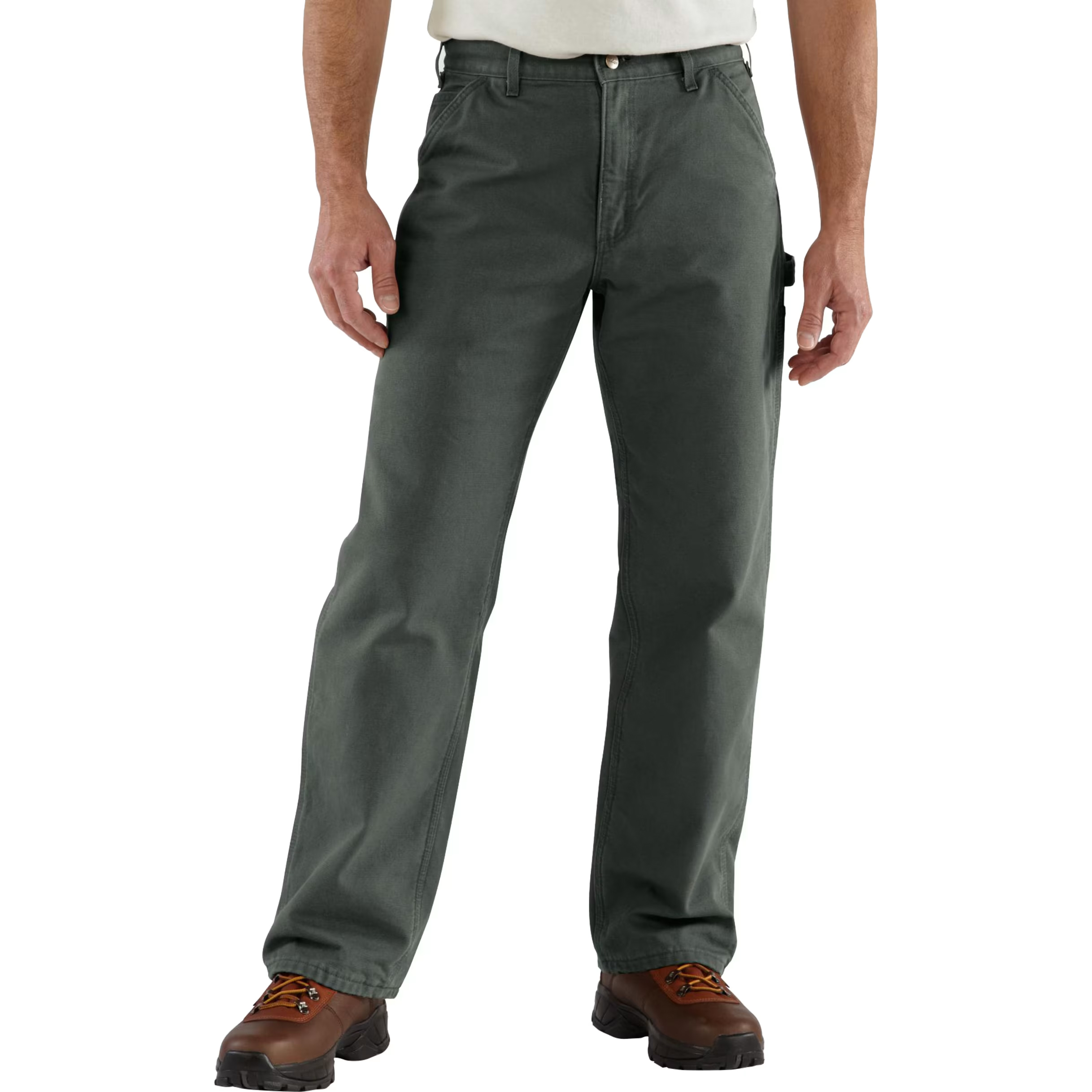 Carhartt Loose-Fit Washed Duck Utility Work Pants for Men - Moss - 34x32
