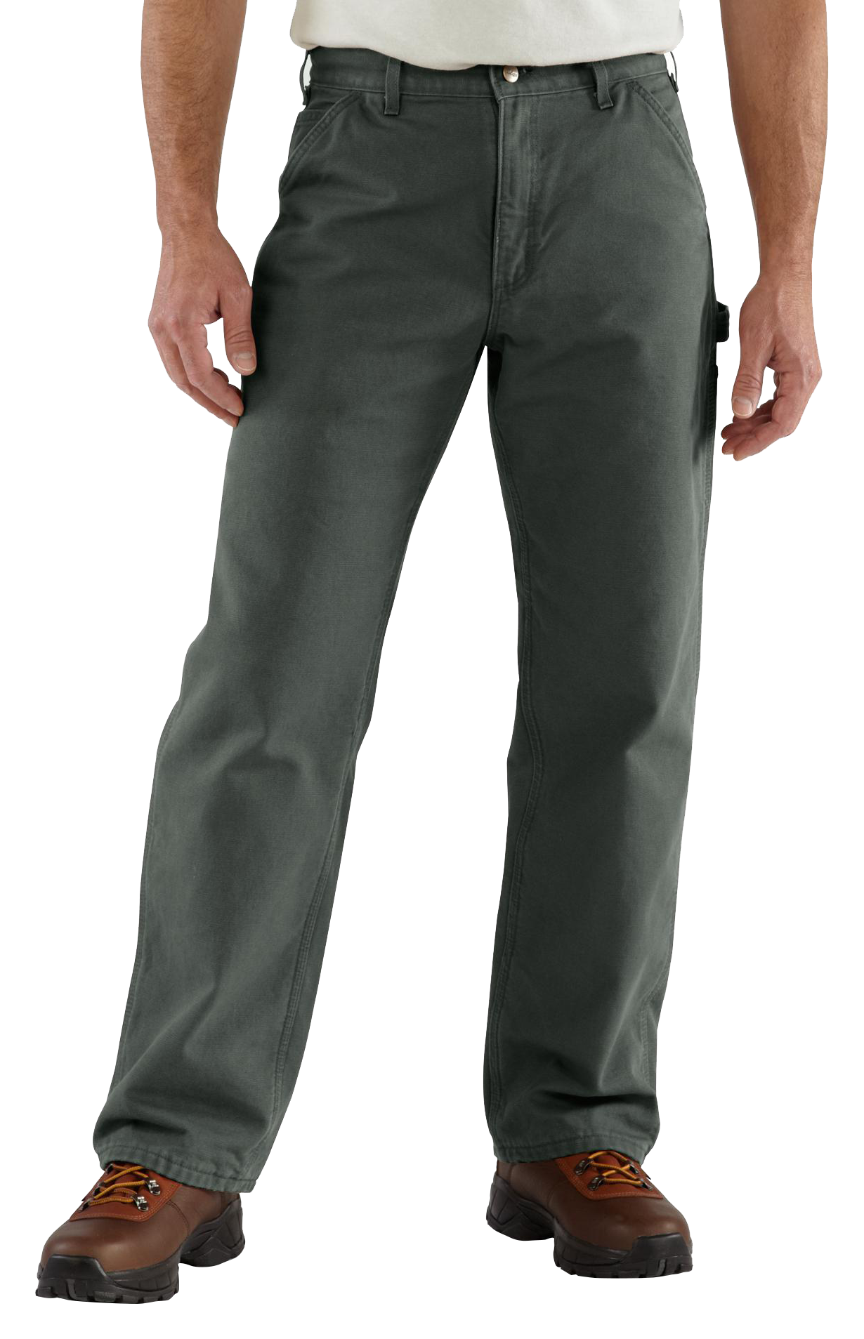 Carhartt Loose-Fit Washed Duck Utility Work Pants for Men - Moss - 33x34