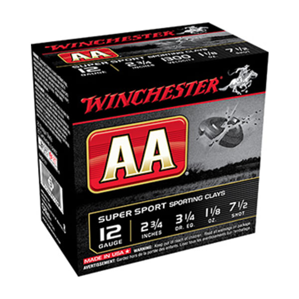 Winchester AA Supersport Sporting Clay Target Load Shotshells - 20 Gauge - #7.5 Shot - 25 Rounds