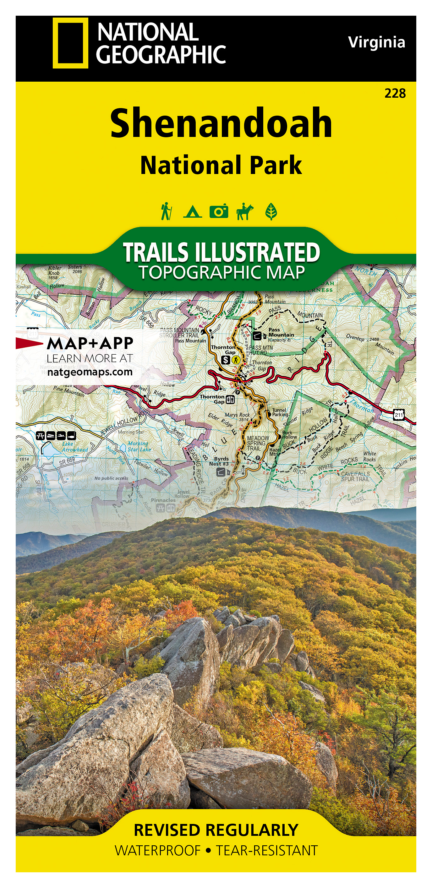 Image of National Geographic National Park Topographic Map with Illustrated Trails - Virginia - Shenandoah National Park