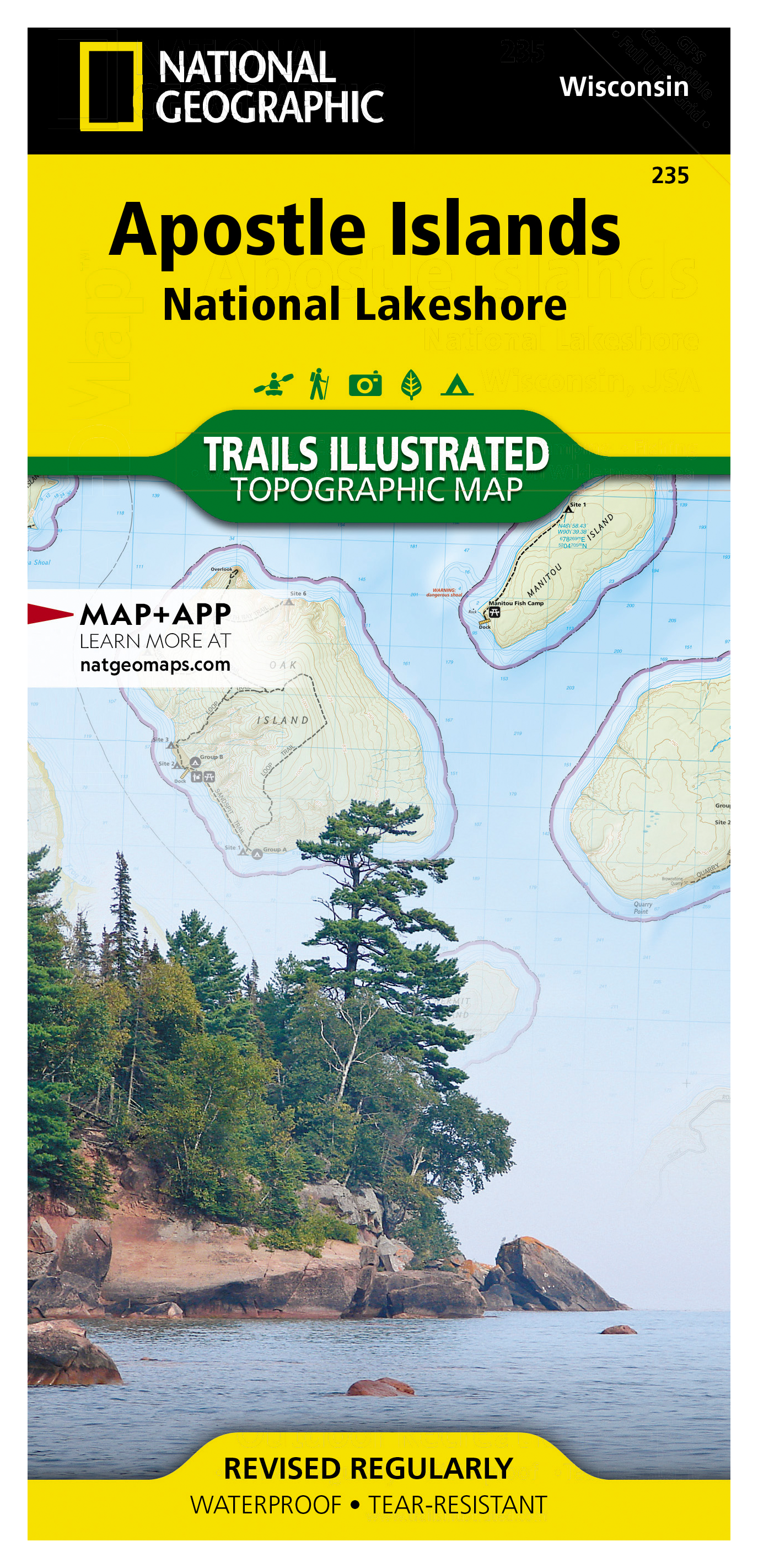 Image of National Geographic National Lakeshore Topographic Map with Illustrated Trails