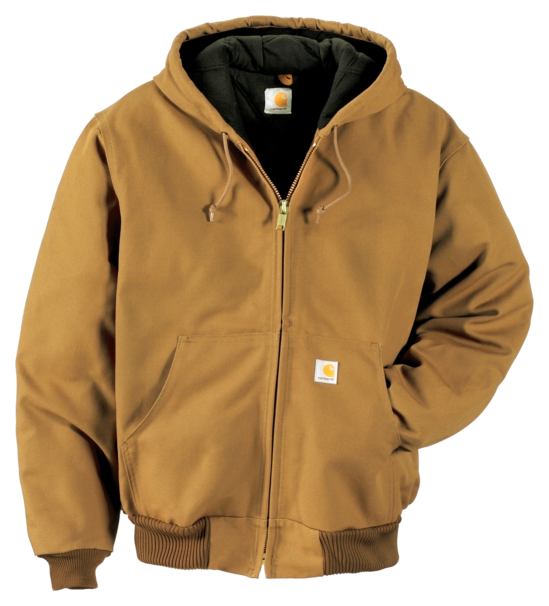 Image of Carhartt Loose-Fit Firm Duck Insulated Flannel Lined Active Hooded Jacket for Men - Carhartt Brown - 5XL