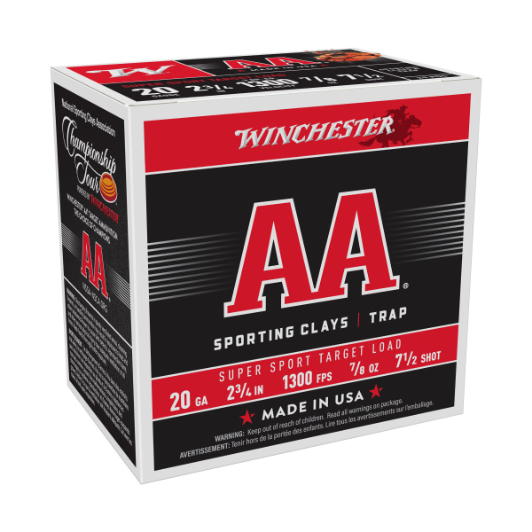 Winchester AA Supersport Sporting Clays Shotshells - 20 Gauge - #7.5 Shot - 250 Rounds