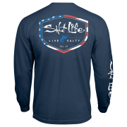 Salt Life Amerishield Long-Sleeve T-Shirt for Men - Washed Navy - XL