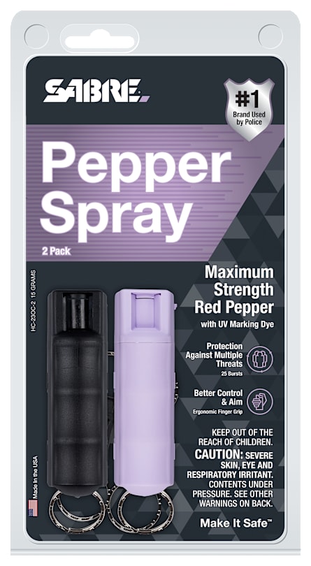 Sabre Red Pepper Spray with Key Ring 2-Pack-Black/Dusk Purple