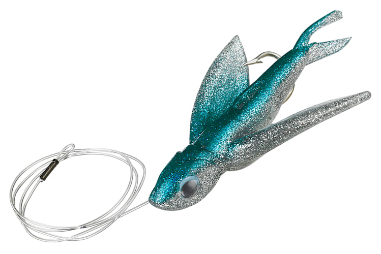 fighter jet fishing lure Catchy Tackle Spinner 4.5oz Rigged Lures A combination vinyl and feather skirt seals the deal Bomber Certified Depth