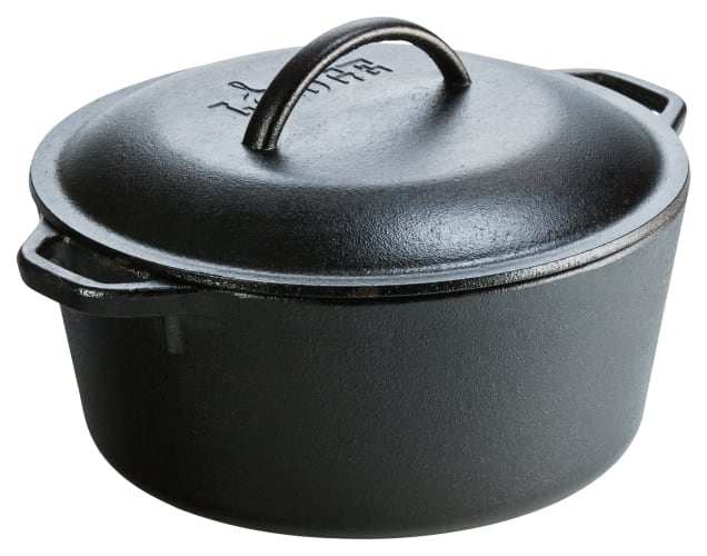 2-in-1 Pe-Seasoned Cast Ion Dutch Oven Pot With Skillet Lid