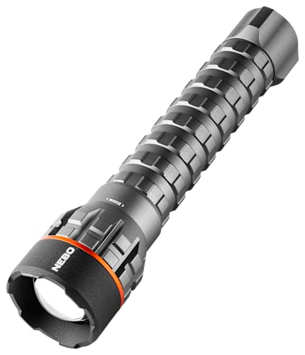 nebo 02 beam flashlight 6000 O2 It features a rechargeable 18650 battery and includes a charging cord Nebo 92918