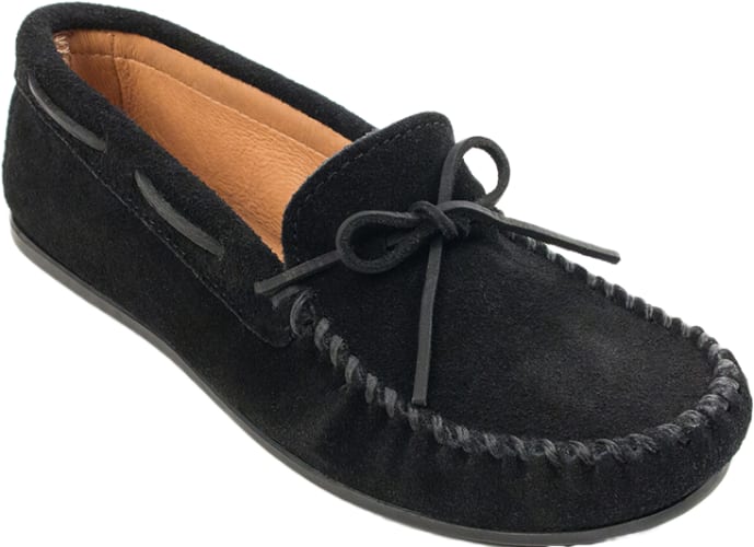 Minnetonka Men\'s Black Leather Moccasins Double Deerskin Softsole | Minnetonka main image 2