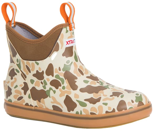 Xtratuf Ankle Deck Boots for Men - Navy/Red - 9M | Bass Pro Shops