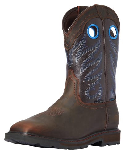 Ariat Groundwork Wide Square-Toe H2O Steel-Toe Western Work Boots for Men