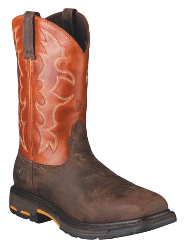 Ariat Workhog Wide Square Toe Steel Toe Pull On Work Boots for Men