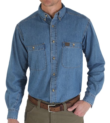 Wrangler RIGGS Workwear Denim Long-Sleeve Work Shirt for Men