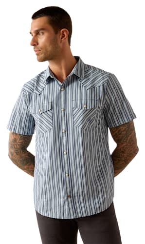 Ariat Hyder Retro Snap Short-Sleeve Shirt for Men - Blue - XL