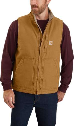 Carhartt Loose-Fit Washed Duck Sherpa-Lined Mock-Neck Vest Carhartt Loose-Fit Washed Duck Sherpa-Lined Mock-Neck Vest