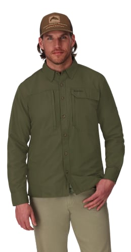 Simms Guide Logo Long-Sleeve Shirt for Men - Cinder - L | Bass Pro