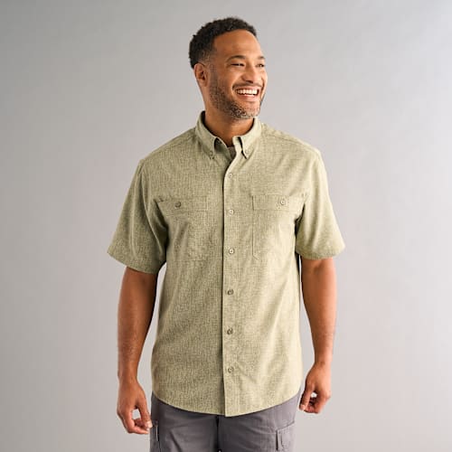 RedHead Short-Sleeve Crosshatch Shirt for Men - Dusty Blue - M