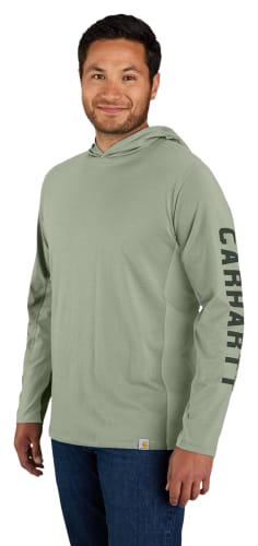 Carhartt Force Relaxed Fit Midweight Logo Graphic Long-Sleeve Hooded T-Shirt for Men